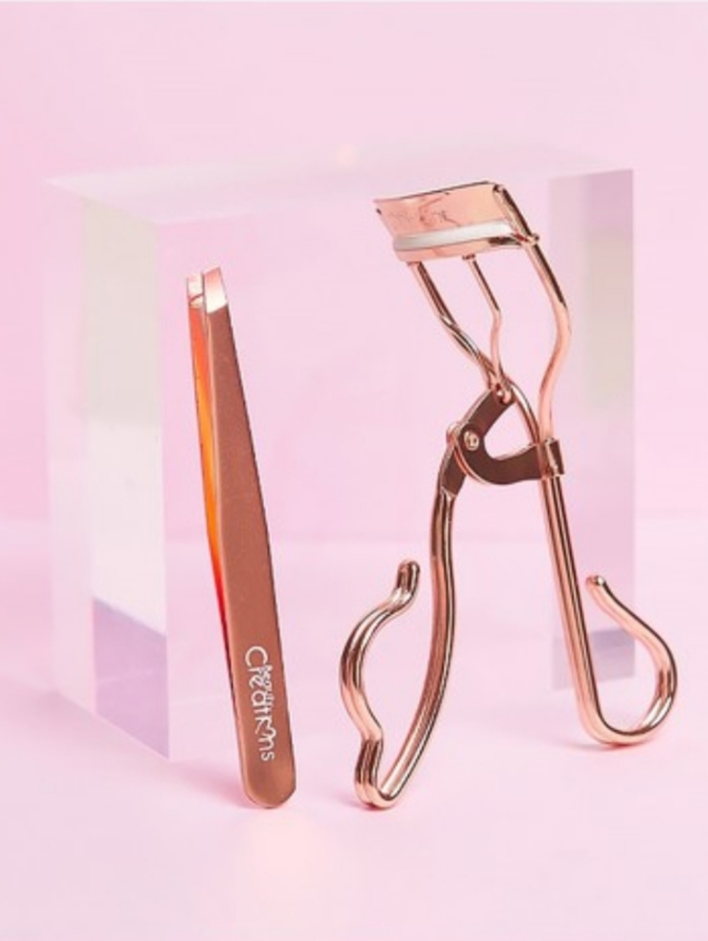 Rose Gold Eyelash Curler & Tweezer Set ✨ Beauty Creations Duo Lash Tool Gift